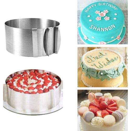 6-8inch/6-12inch Adjustable Stainless Steel Dessert Cake Mold Round Cookie Fondant Mousse Ring DIY Kitchen Cake Decorating Tools