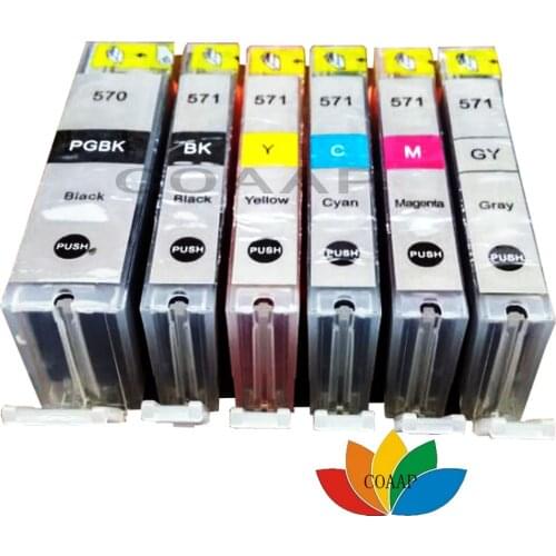 6 x PGI-570 CLI-571 Compatible Ink Jet Cartridges For Canon PIXMA MG7750 MG7751 MG7752 MG7753 Printer Ink pgi 570 pgi570 GY