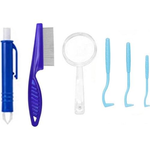 8PCS Pet Flea Remover Tool Plastic Scratching Hook Remover Pet Cat Dog Grooming Supplies Dog Cat Tick Removal Tool Comb