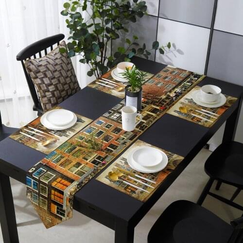 Amsterdam Netherlands European Vintage Table Runner Table Mats Cover For Home Wedding Banquet Festival Party Hotel Decoration