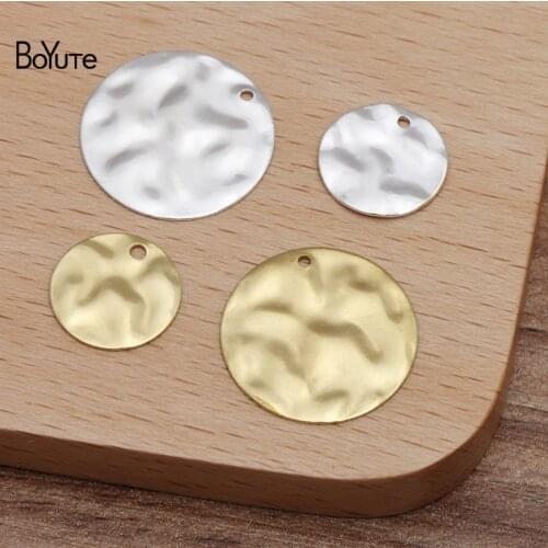 BoYuTe (200 Pieces/Lot) 12MM 18MM Round Metal Brass Charms Pendant for Jewelry Making Diy Hand Made Materials Wholesale