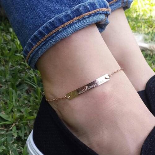 Bohemian Long Bar Anklets For Women Anklet Bracelet Gold Color Stainless Steel Foot Chain Beach Fashion Jewelry Summer Best Gift