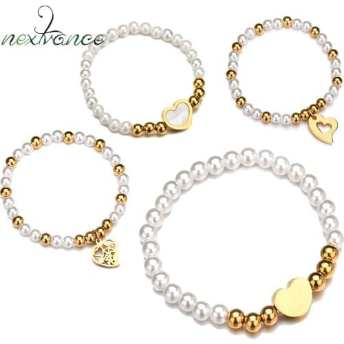 Nextvance Lovely Heart Pendant Bracelet Stainless Steel Bridal Adjustable Bracelets for Women Romantic Gift Bijoux Femme