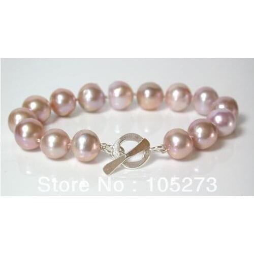 New Free Shipping Pearl Jewelry Pink Color 9-10mm Natural Freshwater Pearl Bracelet Bangle 8'' Ladys Girls Style Hot Sale