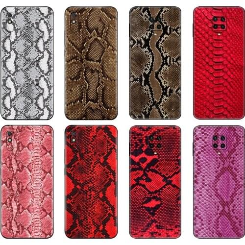 Black tpu Case For Xiaomi Redmi 7A 8 8A 9 9A 9C Case Redmi Note 8T 8 Pro T Note 9 9S 9 Pro Case Luxury Snake Skin Animal grain
