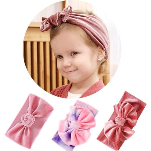 Baby Accessories Velvet Hair Bows Headband Winter Girls Hair bands Toddler Bow Hair Tie Turban For Children Baby Hair Accessorie