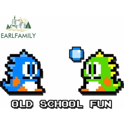 EARLFAMILY 13cm x 6.9cm for Old School Fun Bubble Bobble Cartoon Car Sticker Fine DIY Decal Auto Trunk Scratch-Proof Car Styling