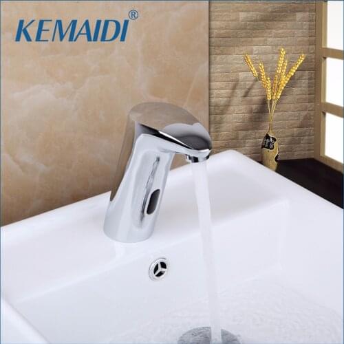 KEMAIDI Bathroom Sensor Faucet Automatic Inflrared Sensor Hand Touch Tap Hot Cold Mixer Chrome Polished Sink Mixer