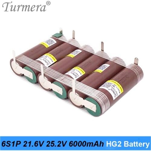 Turmera 3S 10.8V 12.6V 18650 HG2 3000mAh 6000mAh Lithium Battery 30A Soldering Strip for Screwdriver Battery Shurika Customize