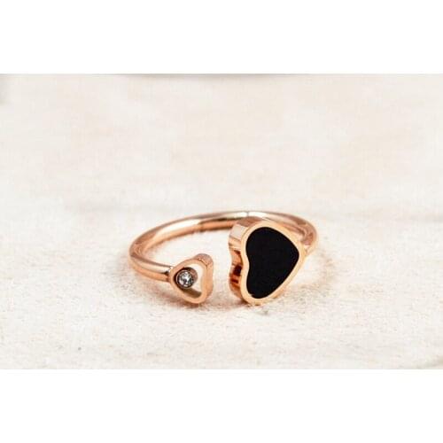 Fashion Women Titanium Steel Heart Rings Jewelry RoseGold Titanium Rings For Women Girlfriend Anniversary Party Jewelry Gifts