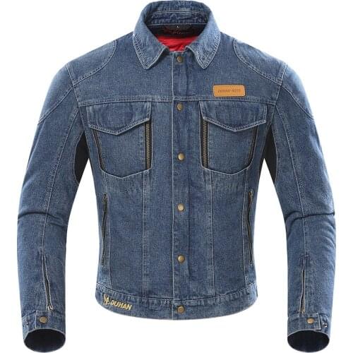 Moto Denim Jacket Autumn Winter Cold-proofMotorcycle Jacket Men Women Motorcycle Clothing Whith Removable Cotton Lining