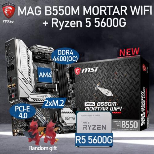 MSI MAG B550M MORTAR WIFI Motherboard Combo + AMD Kit Ryzen 5 5600G DDR4 128Gb M.2 PCI-E 4.0 B550 Placa-mãe Set AM4 Desktop B550