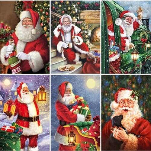Diy Santa Claus 5d Diamond Painting Full Square Drill Christmas Diamond Embroidery Landscape Mosaic Cross Stitch Home Decor Gift