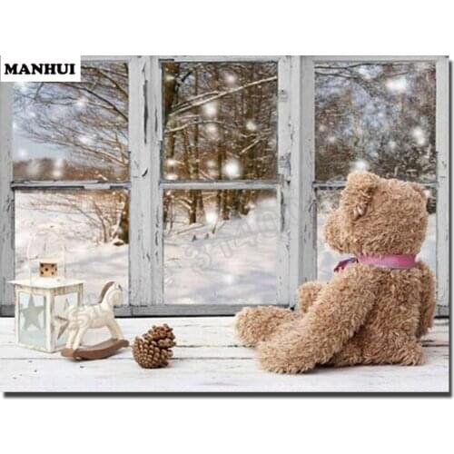 New 5D Diy Diamond Painting Bear on the windowsill Full Diamond Embroidery Diamond Embroidery Painting For decoration ABC272