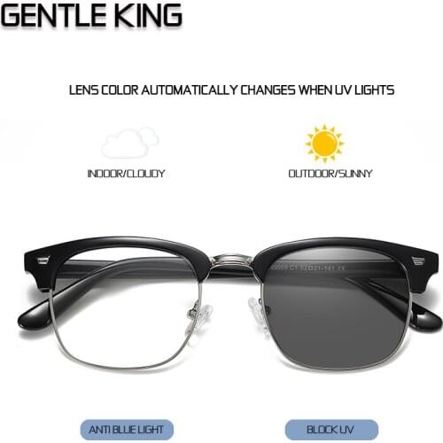 GENTLE KING Anti Blue Ray Glasses Photochromic Computer Goggles Reading Glasses UV400 Radiation-resistant Gaming Glasses
