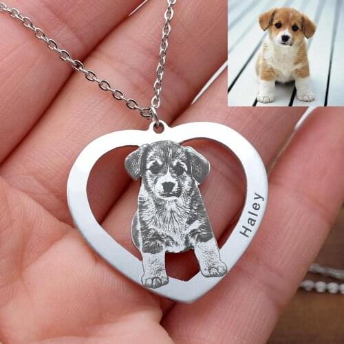 Custom Dog Photo Necklace for Dog Owner Personalized Picture Heart Necklace Pet Photo Pendant Gift for Dog Lover Gift for Her