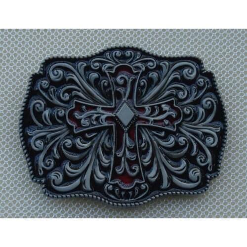 Cross and Flower belt buckle with pewter finish JF-BY239 suitable for 4cm wideth belt with continous stock