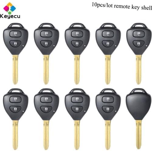 KEYECU 10PCS/Lot Remote Control Car Key Shell Housing With 2 Buttons & TOY43 Blade - FOB for Toyota Camry Corolla Hilux Prado