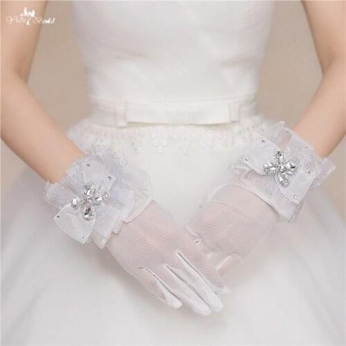 RSG12 Beaded Crystals Bridal Gloves Gants Mariage Femme