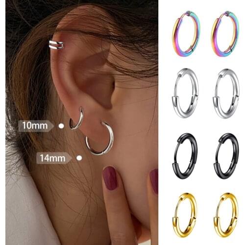 Unisex Hoop Earrings Gold Silver Color Colorful Black Rose Gold Round Ear Rings For Women Men Fashion Punk Hoops Earring