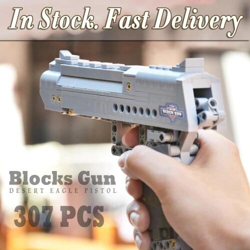 Building Blocks Toy Kit Desert Eagle toy gun for boys fire bullets Technic DIY bricks Pistol UZI toys for children kids