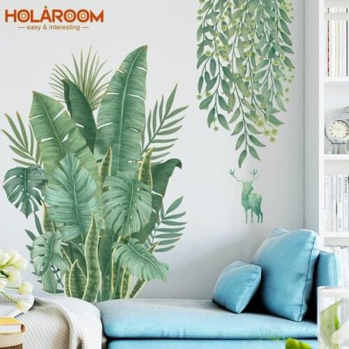 Tropical Plants Banana Leaf Wall Stickers for Living room Bedroom Background Wall Decal Waterproof Home Decor Wall Posters