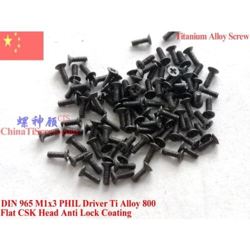 Titanium Alloy screws M1x3 DIN 965 Flat Head Phillips Driver 12 pcs Ti 800