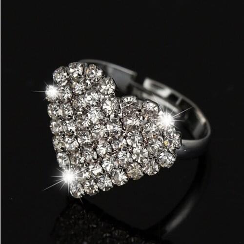 Jewelry fashion charm woman wedding stone lady crystal Ring New Arrival Heart Shape Wedding Ring cute hot sale silvery ring R014