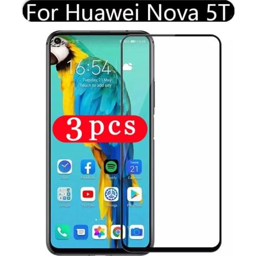 3Pcs cover tempered glass for huawei nova 5 5i pro 5Z 5T 4 4e 3 3i 3e protective glass phone screen protector on film smartphone