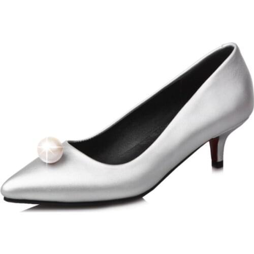 Big Size Pointed pearl decorative shoes ladies high heels women shoes woman pumps