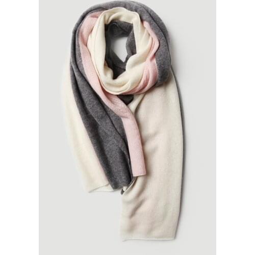 Women Pure 100 Goat Cashmere Knit Scarf Ladies White Luxury Brand Femme Wool Solid Color Thick Autumn Winter New Warm Foulard