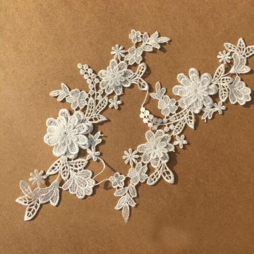 10 pairs White Lace Applique Headwear Flower Lady Motif Venise Embroidery Lace Trim Wedding Dress Garment Accessories