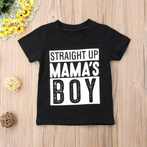 2020 New Style Toddler Baby Boys Kids Summer Casual T-Shirts Short Sleeve Letter Black Pullover Cotton T-Shirts Tops Kids Tops
