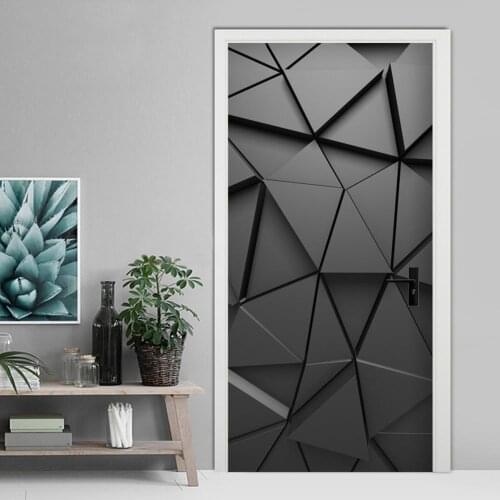 3D Geometric Waterproof PVC Door Wall Sticker Wardrobe Renovation Stickers Home Living Room Art Decor Refrigerator Decal