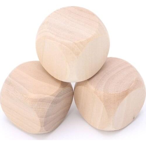 40mm Blank Wood Dice Kid Toys Printing Engraving Write Painting DIY Family Game