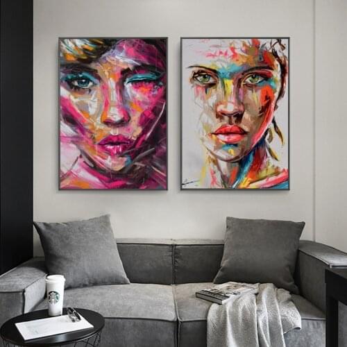 Abstract Woman Face Canvas Paintings on the Wall Art Posters And Prints Modern Woman Art Cuadros Pictures Home Wall Decoration
