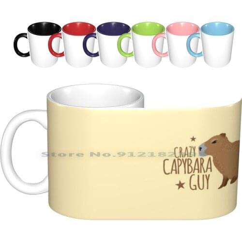 Crazy Capybara Guy Ceramic Mugs Coffee Cups Milk Tea Mug Jazzydevil Jasmineberryart Jasmine Berry Art Funny Cool Nature Zoo