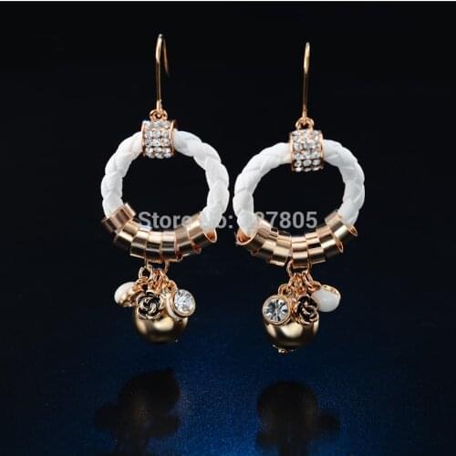 Big Clearance Sale Long Dangle Earring Hook Hanging Ball Beads Circle White Leather Handmade Female Jewellery 2019 Brincos
