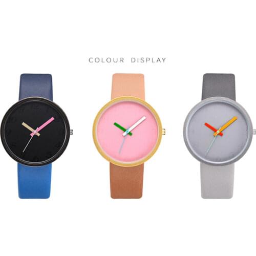 Womens Watch Gray Contrast Leather Quartz Watch Women Men Watches Lovers Unisex Casual Ladies Wrist Watch