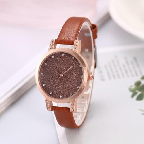 Fashion montre femme Womens watches Ladies Simple Korean Rhinestone Quartz Watch Leather Strap Wristwatch Cock reloj mujer