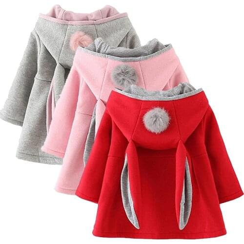 Baby Girls Toddler Jackets Kids Fall Winter Clothes For Kids Coat Outwear Ear Hooded Sweatshirt Children Clothing
