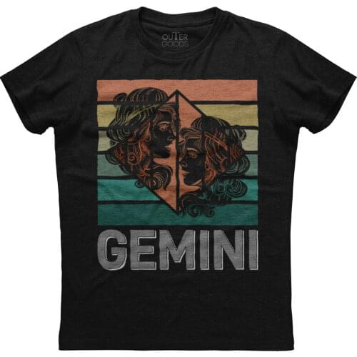 Vintage Design Gemini Zodiac Sign Birthday Gift T-Shirt. Summer Cotton O-Neck Short Sleeve Mens T Shirt New S-3XL