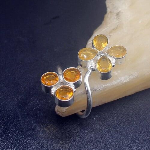 Gemstonefactory Jewelry Big Promotion Single Unique 925 Silver Amazing Honey Topaz Women Men Gifts Band Rings 7# 20212636