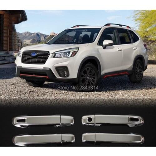 For Subaru Forester 2018 2019 ABS Chrome Side Door Handle Scuff Plate Cover Trims Decoration Stickers Car Styling Accessories