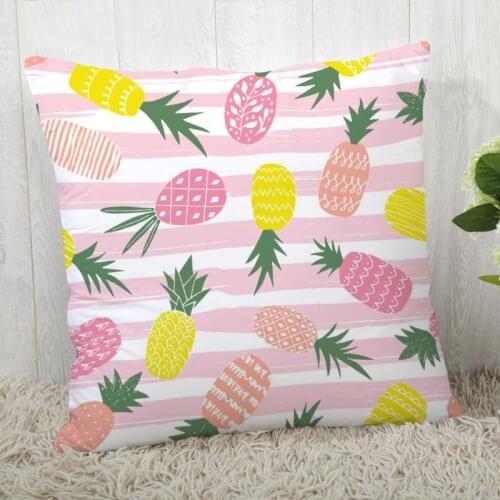 Custom Pillow Cases Pineapple Pattern Square Pillowcase Christmas Zippered Pillow Cover 40*40cm,45*45cm(One Side)