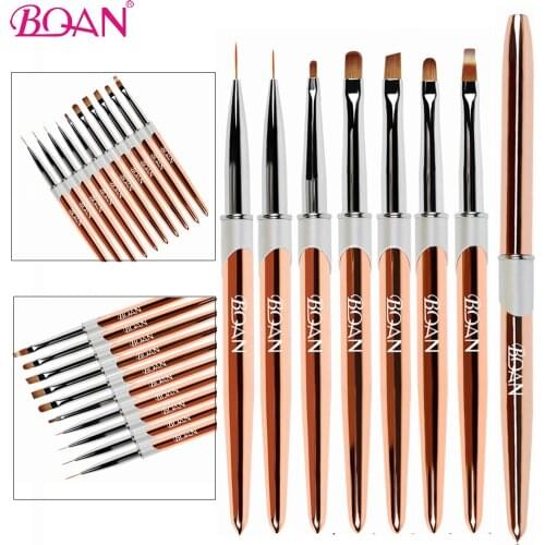 BQAN Rose Gold Nail Brush For Manicure UV Gel Brush Acrylic Liquid Powder Carving Gel Brush Liner Drawing Pen Manicure Tools