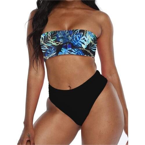 2 Piece Bikinis Set Leopard Printing TubeTop Sleeveless Summer Swimwear for Women Bathing Suit Beachwear Brazilian Bikini 2021