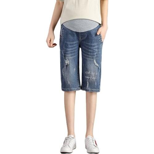 Korean fashion pregnant womens five-point pants loose jeans tide casual five-point pants quarter-cut belly jeans jeans