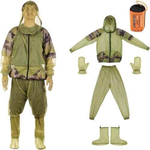 Lixada Outdoor Anti Mosquito Repellent Bug Jacket Mesh Hooded Suits Fishing Hunting Clothes Insect Protective Gloves Pants Set