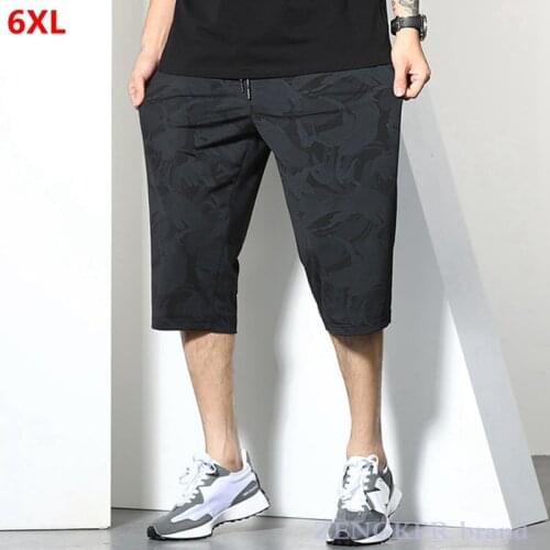 Summer tide ice silk cropped pants men summer mesh breathable plus size casual camouflage shorts men joggers men 5XL 6XL 4XL